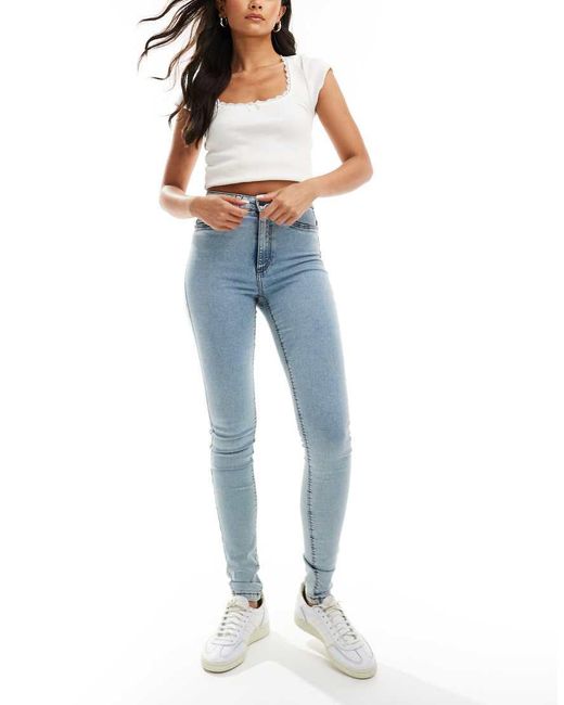 Noisy May Blue Callie High Waist Skinny Jeans