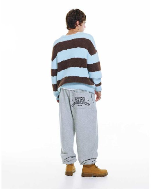 Pull&Bear Blue Striped Jumper for men