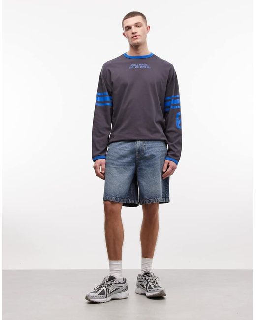Collusion Blue Denim Mid-rise Shorts for men