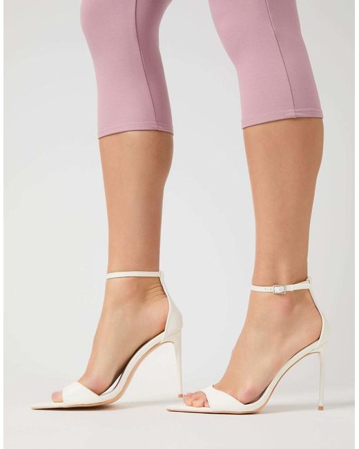 Public Desire White Kelisa Pu Pointed Toe Barely There Stiletto High Heels