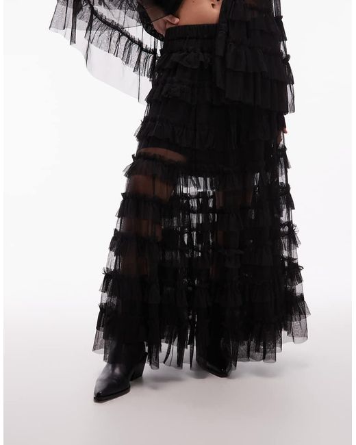AllSaints White Aude Ruffle Maxi Skirt