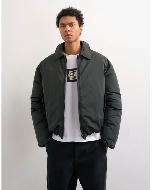 Topman Gray Collared Puffer Jacket for men
