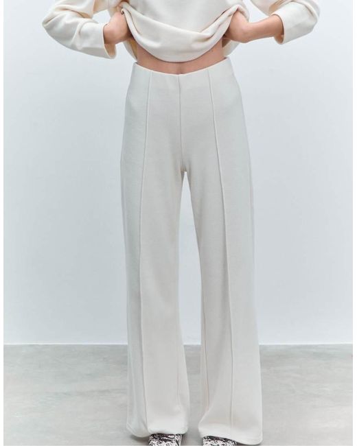 Stradivarius Gray Knit Trousers With Seam Detail