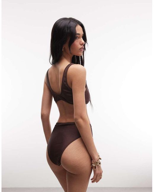Collusion Brown High Waist Bikini Bottoms