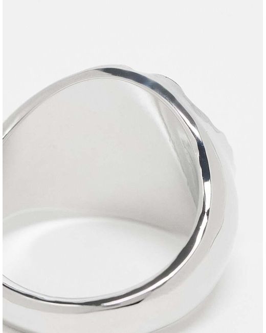 ASOS Zegelring Met Textuur in het White voor heren