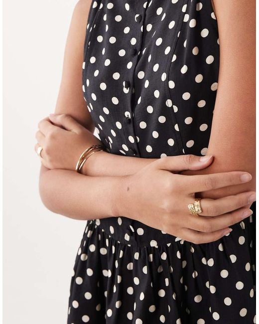 Brave Soul Natural Slash Neck Button Down Dropped Waist Mini Dress
