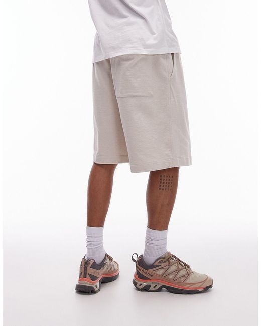 Topman Natural Oversized Fit Linen Blend Jersey Short for men