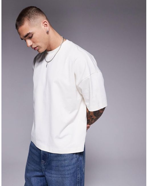 ASOS Gray Heavyweight Oversized Boxy Drop Shoulder T-shirt 240 Gsm for men