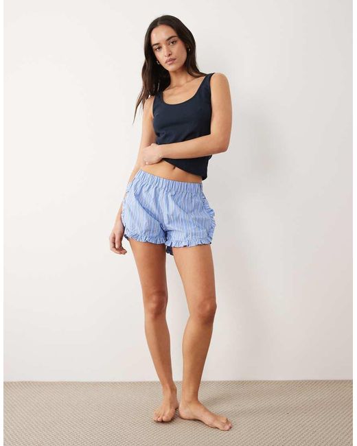 Mango Blue Teen Vest And Frill Short Pyjama Set