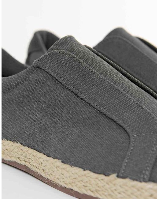 Threadbare Gray Cotton Canvas Slip On Espadrilles for men