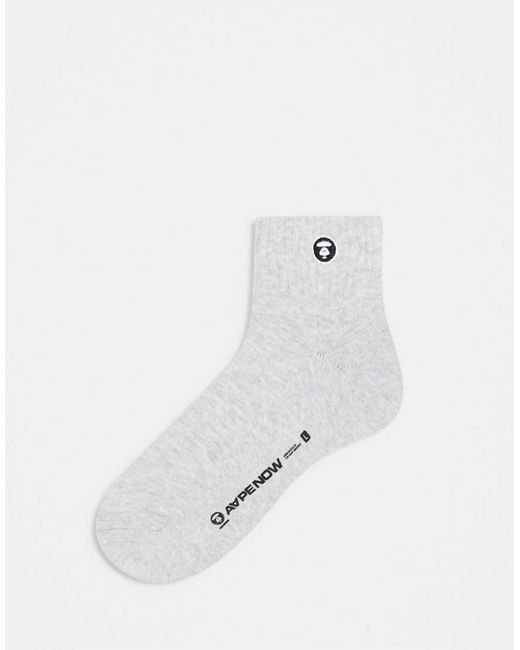 Aape By A Bathing Ape White Aape By A Bathing Ape Logo Socks for men