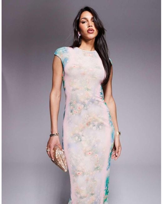 AFRM Gray Crew Neck Maxi Dress