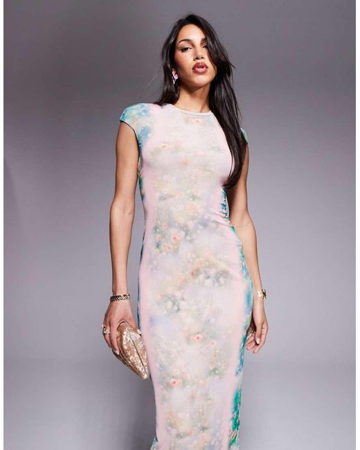 AFRM Maxi-Jurk Met Ronde Hals in het Gray