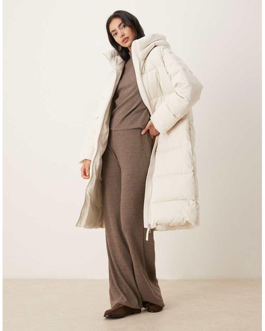 Mango Natural Hooded Long Line Puffer Jacket