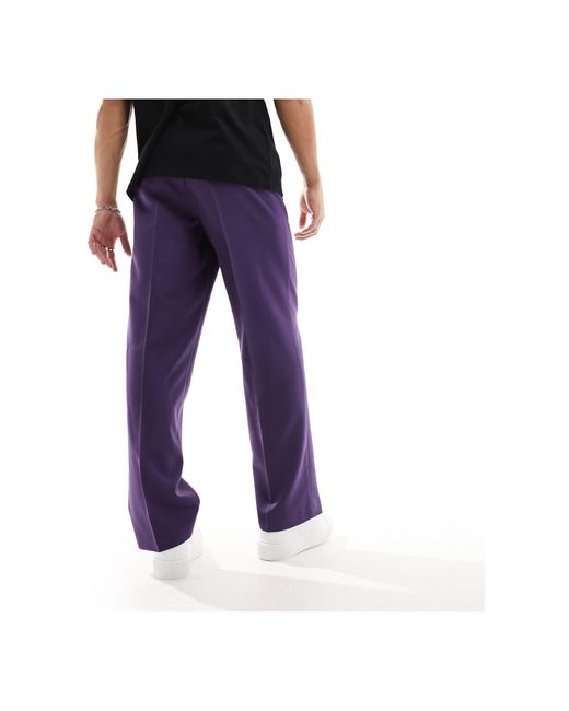 ASOS Purple Smart Wide Leg Trousers for men