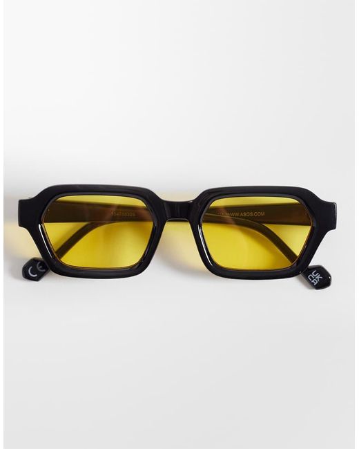 ASOS Black Rectangle Sunglasses for men