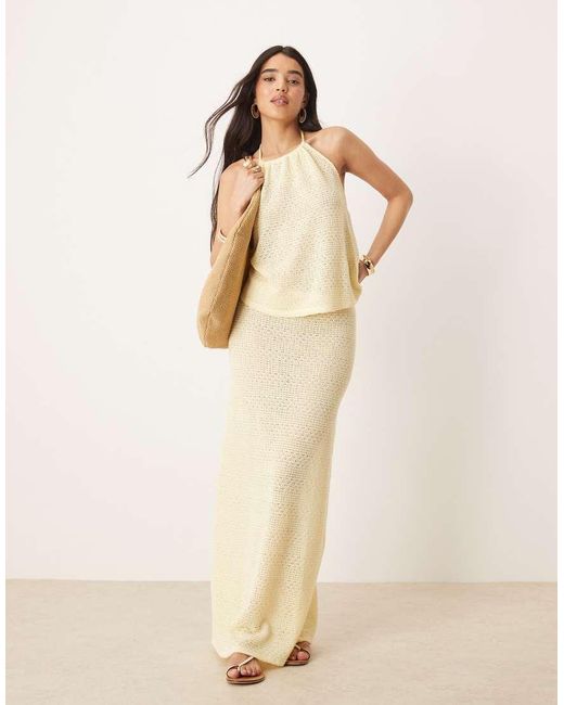 Gina Tricot Natural Co-ord Halterneck Crochet Top