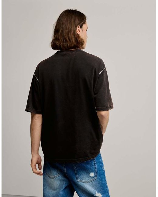 Desigual Black Plain T-Shirt Detail for men