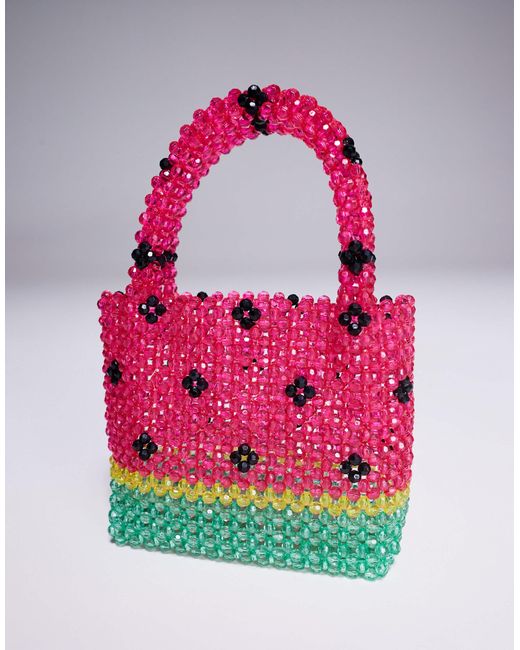 River Island Red Watermelon Beaded Grab Bag