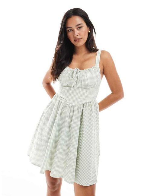 New Look White Gingham Mini Dress