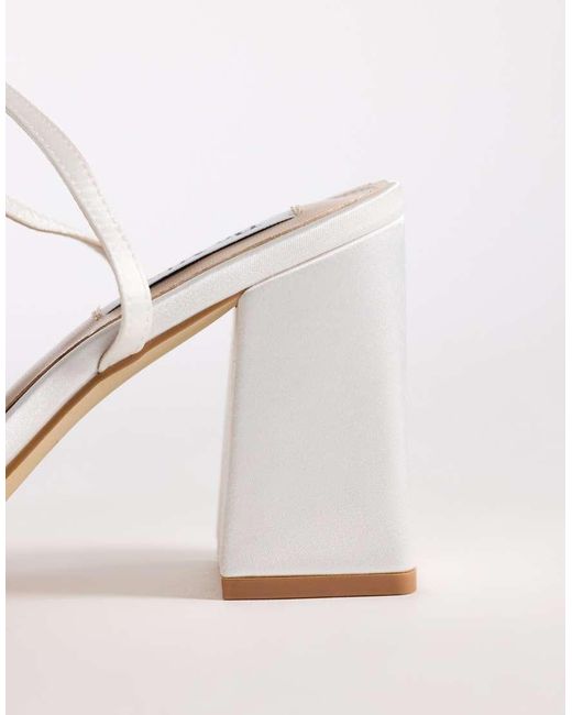 Be Mine Wide Fit White Be Mine Bridal Wide Fit Tamara Block Heeled Sandals With Bow Detailing