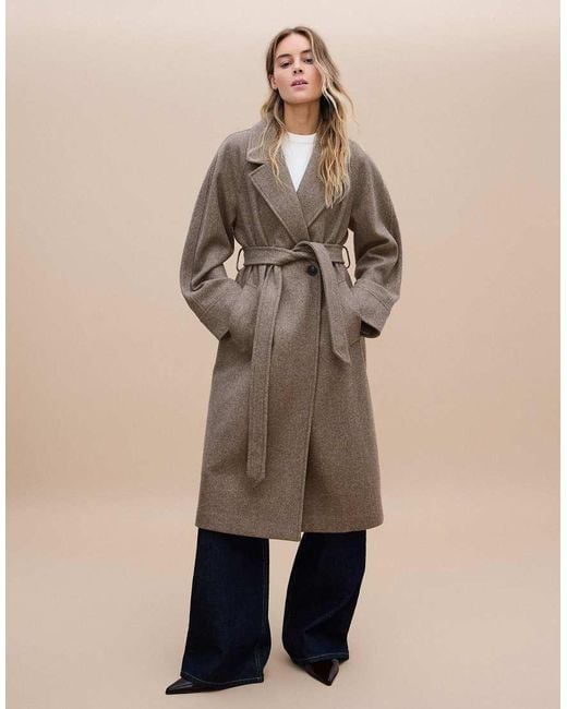 Bershka Natural Long Soft Belted Coat