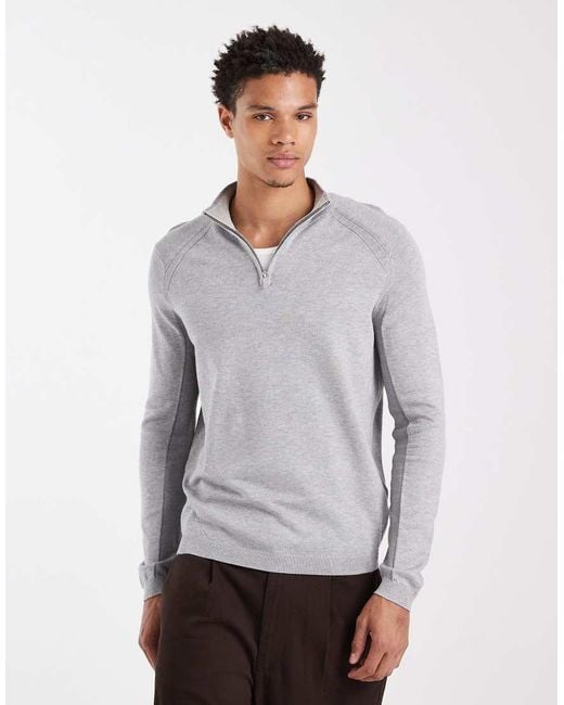 Sudadera De Vestir Claro Con Media Cremallera De River Island de hombre de color Gray