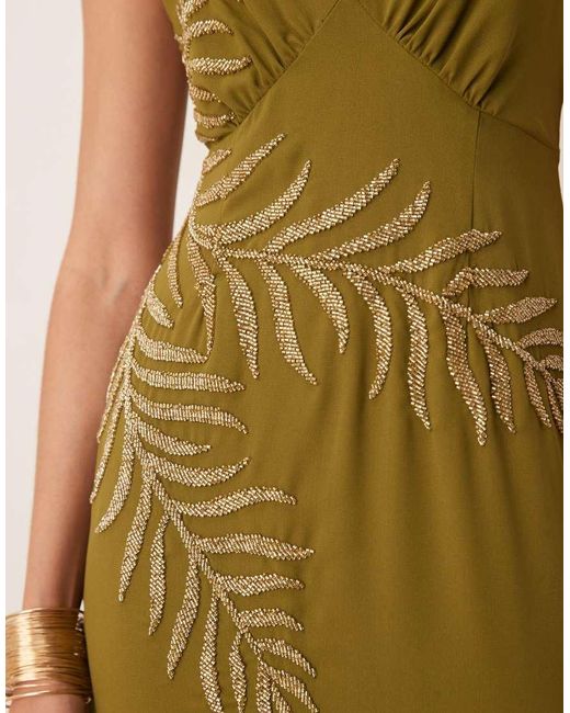 Maya Green Embellished Strappy Cross Back Maxi Dress
