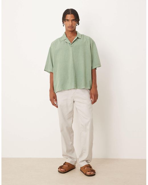 ASOS – kastiges oversize-hemd zum überziehen aus popeline in Green für Herren