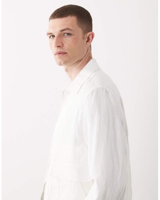 Mango White Lightweight Zip Through Jacket for men