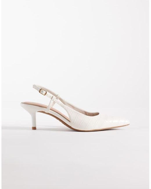 New Look White Kitten Heel Slingback Shoes
