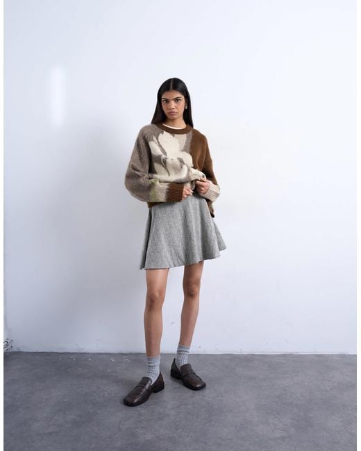 Mini-jupe évasée virevoltante à chevrons - noir et blanc TOPSHOP en coloris White