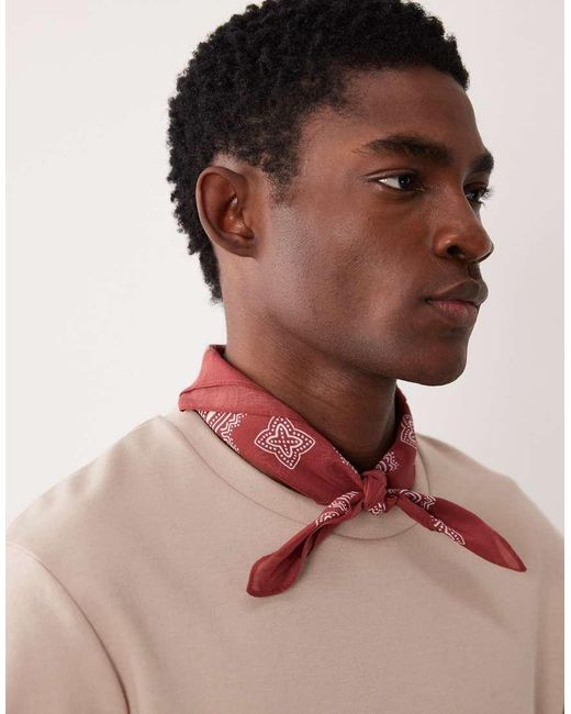 ASOS Brown Paisley Cotton Bandana for men
