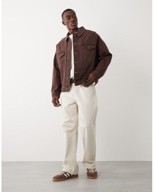 ASOS Brown Oversized Denim Trucker Jacket for men
