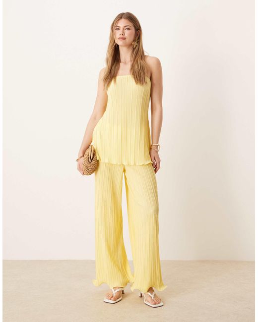 Y.A.S Natural Plisse Bandeau Co-ord With Rolled Hem Detail