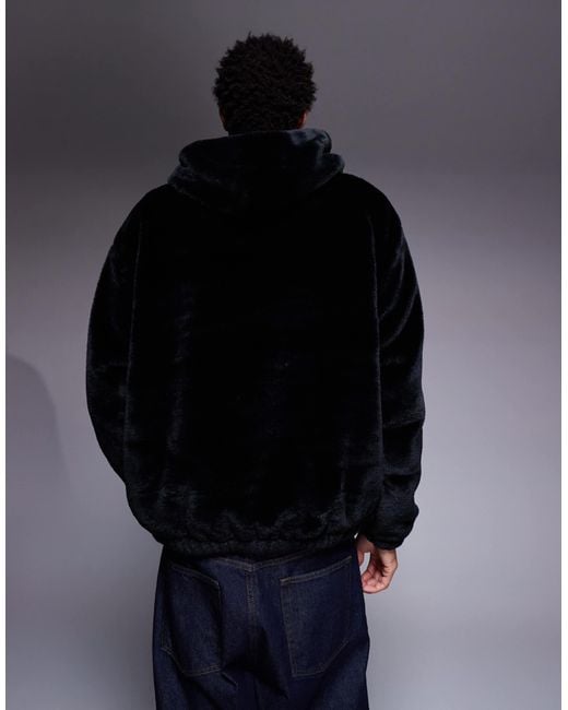 Sweat à capuche oversize en fausse fourrure avec poche kangourou ASOS pour homme en coloris Gray