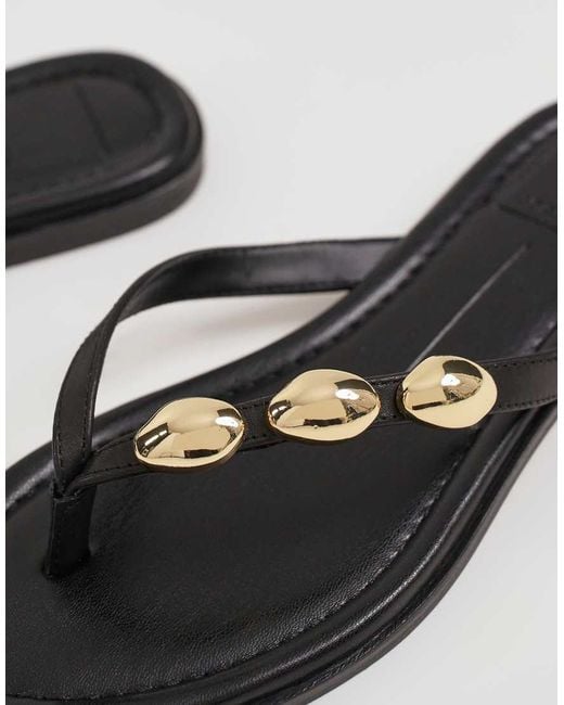 Dolce Vita White Juny Tong Sandals With Gold Detail