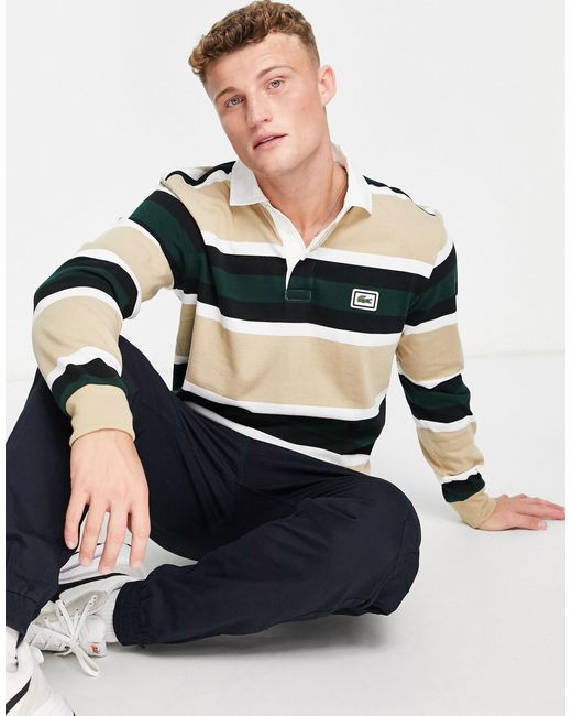 Lacoste Striped Long Sleeve Polo Shirt for Men | Lyst UK