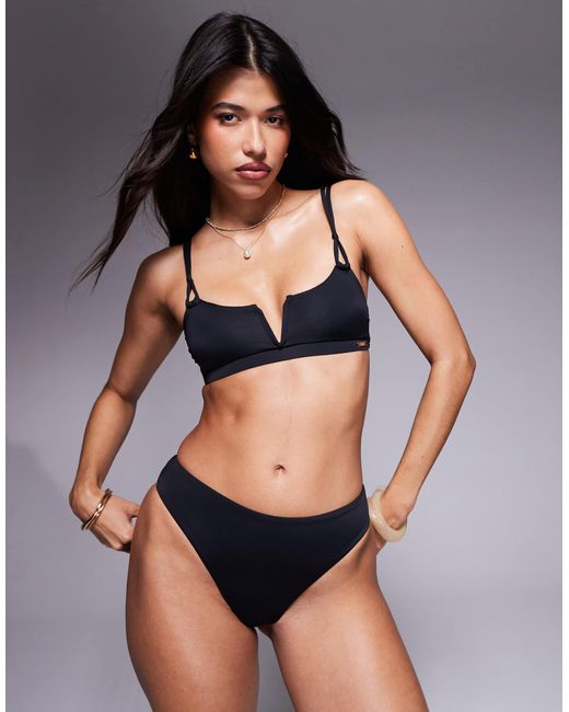 KBX Black Knot Strap V Front Bikini Top With Removeable Padding