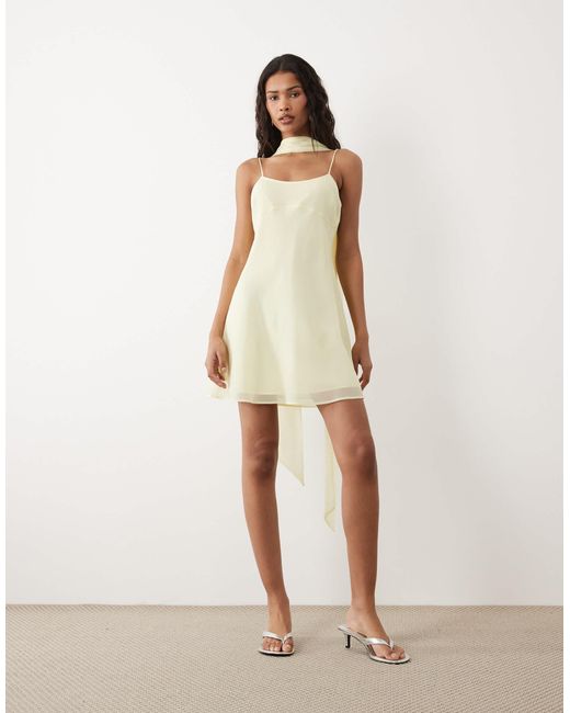 ASOS Cami Mini Dress With Scarf in Natural | Lyst