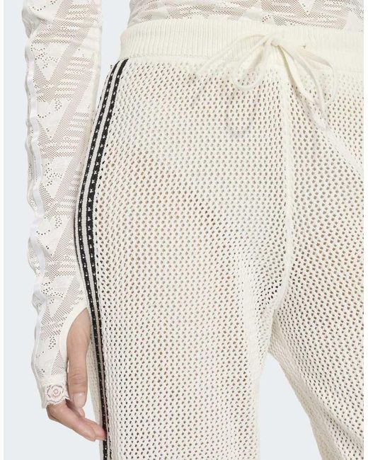 Adidas Originals White Knitted Crochet Firebird Track Pants