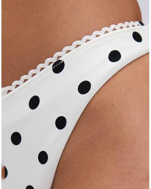 Boux Avenue White Hydra Brief Bikini Bottoms Summer Polka Dot Classic Swimwear