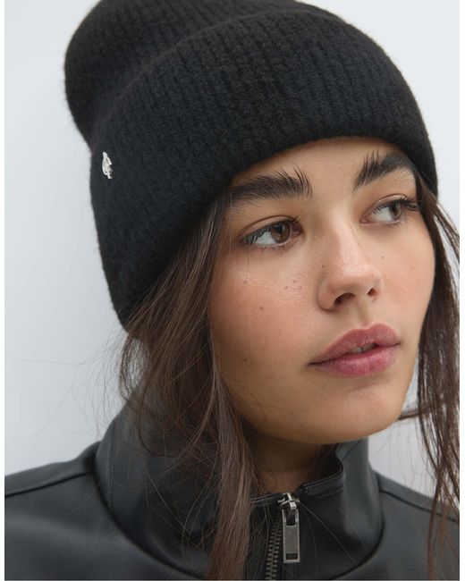 Stradivarius Black Basic-strickmütze