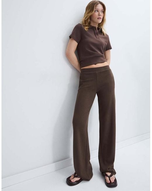 Stradivarius Brown Soft-Touch Formal Joggers