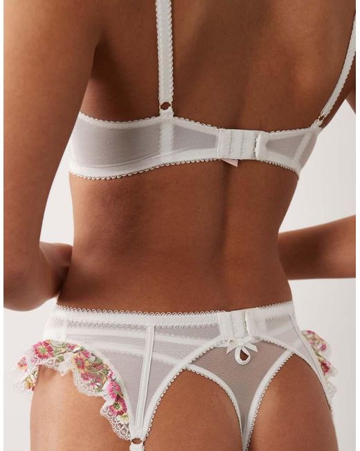Boux Avenue Brown Zinnia Floral Embroidered Garter Belt