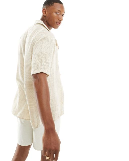 Hollister White Jacquard Texture Short Sleeve Shirt for men