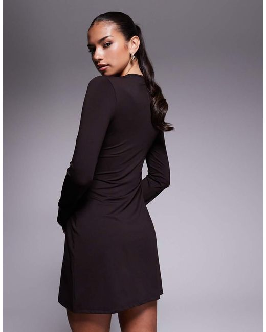 ASOS Purple Long Sleeve Keyhole Cut Out Mini Dress
