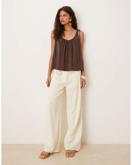 ASOS Brown Satin Tie Shoulder Cami Top