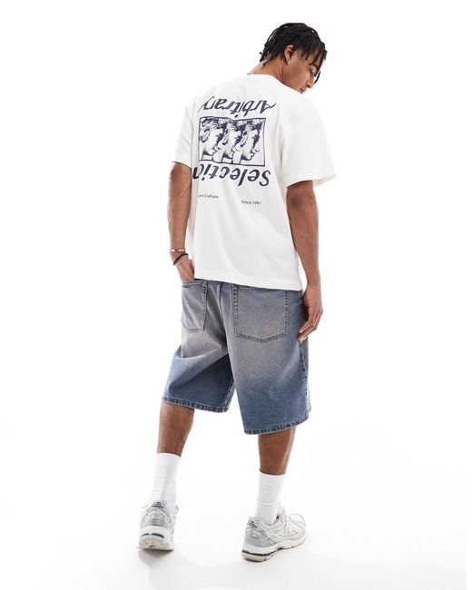 T-shirt imprimé au dos Pull&Bear pour homme en coloris White