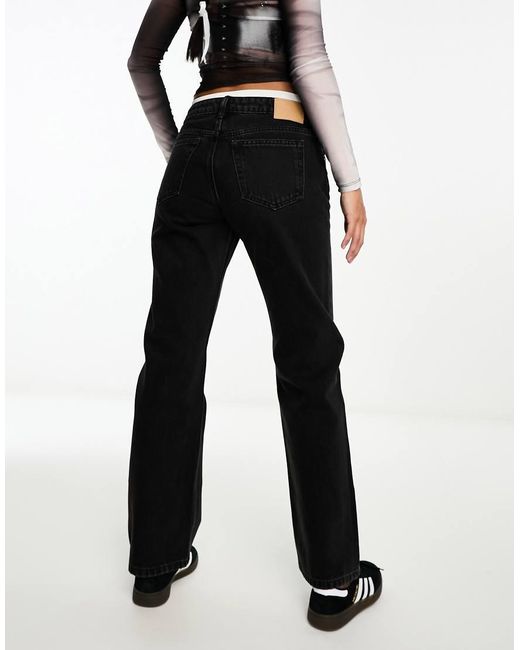 Weekday Black Arrow Low Waist Regular Fit Straight Leg Jeans